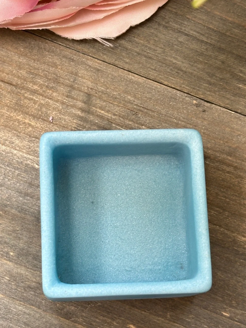 Vintage Incolay Trinket Box Turquoise Blue, 3D White Butterfly Flower